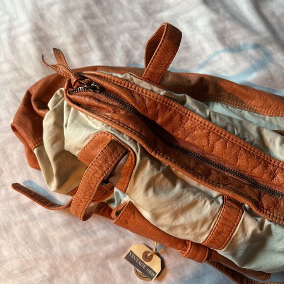 Circa 2012 Converse Cotton Canvas & Faux Leather Lg Tote Bag/ Purse 20" X 14" - Picture 12 of 12